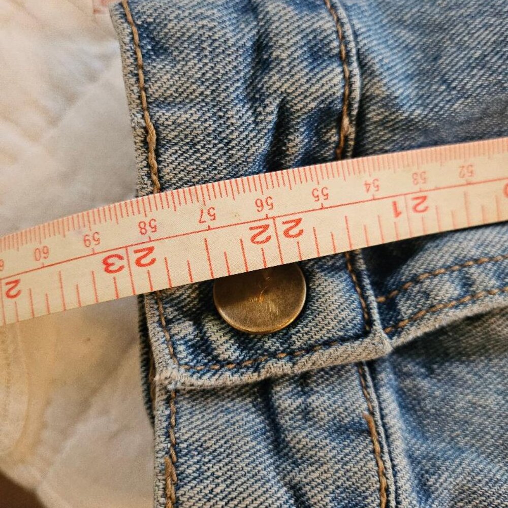 Forever 21 'Love Me Forever' Distressed Faded  Denim Jacket  Size S - Picture 6 of 7